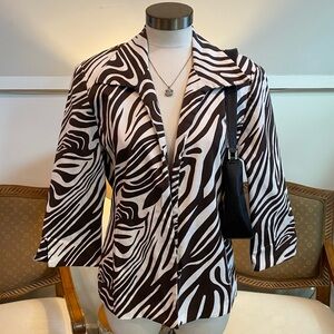 Chic Zebra Print Blazer Jacket, Women's Medium